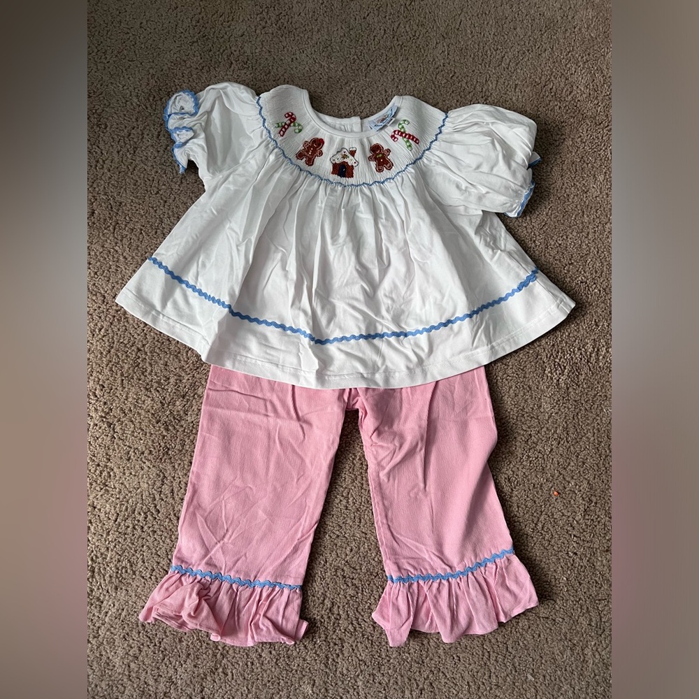 Gingerbread Smocked Corduroy Pants Set